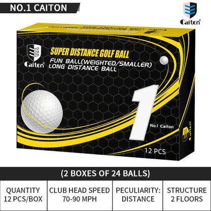 High precision golf balls for distance, Caiton super distance golf ball packaging, 12 balls per box, fun ball for long distance.