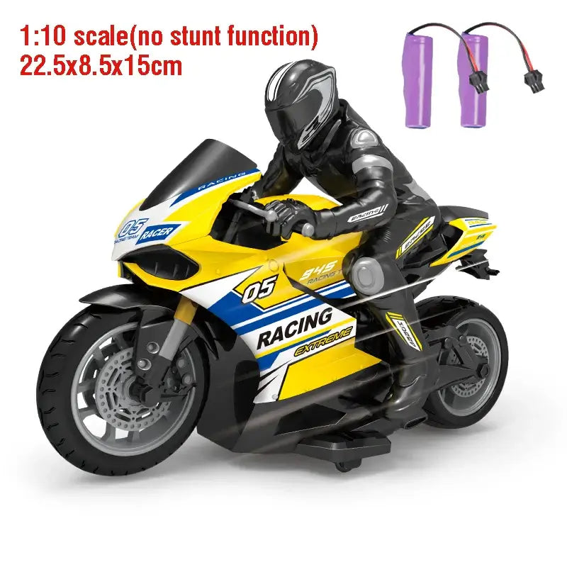 RC Motorcycles 16 110 Electric model featuring a 1:10 scale motorcycle with detailed design and specifications.