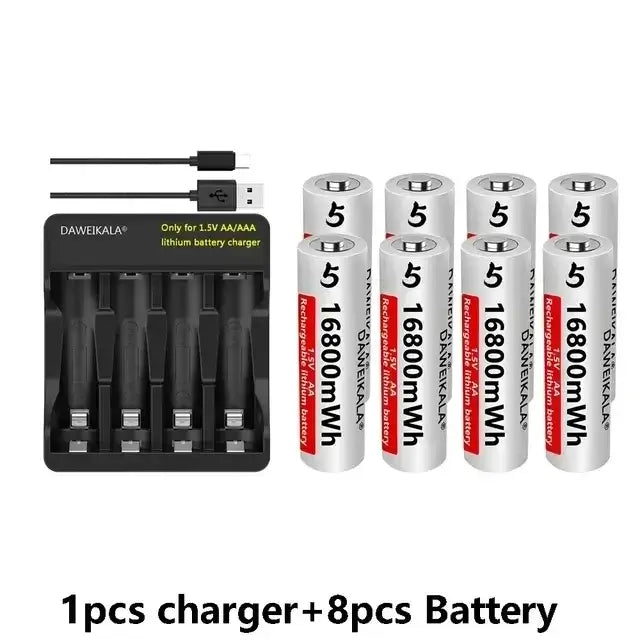1.5V AA Lithium Battery with charger and rechargeable AA 1.5V 16800mWh Lithium batteries from DAWEIKALA