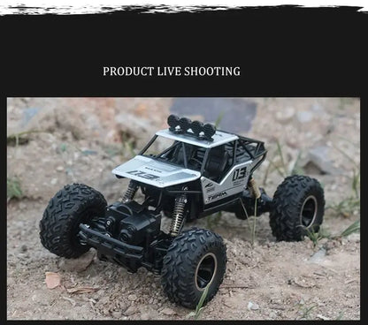 RC Car Remote Control Climbing Vehicle in an outdoor dirt environment showcasing its all-terrain capabilities.