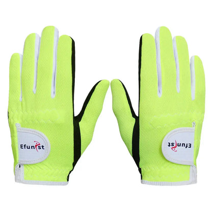1 Pair Golf Gloves Kids Junior in bright neon yellow color, designed for children's comfort and performance in golfing.