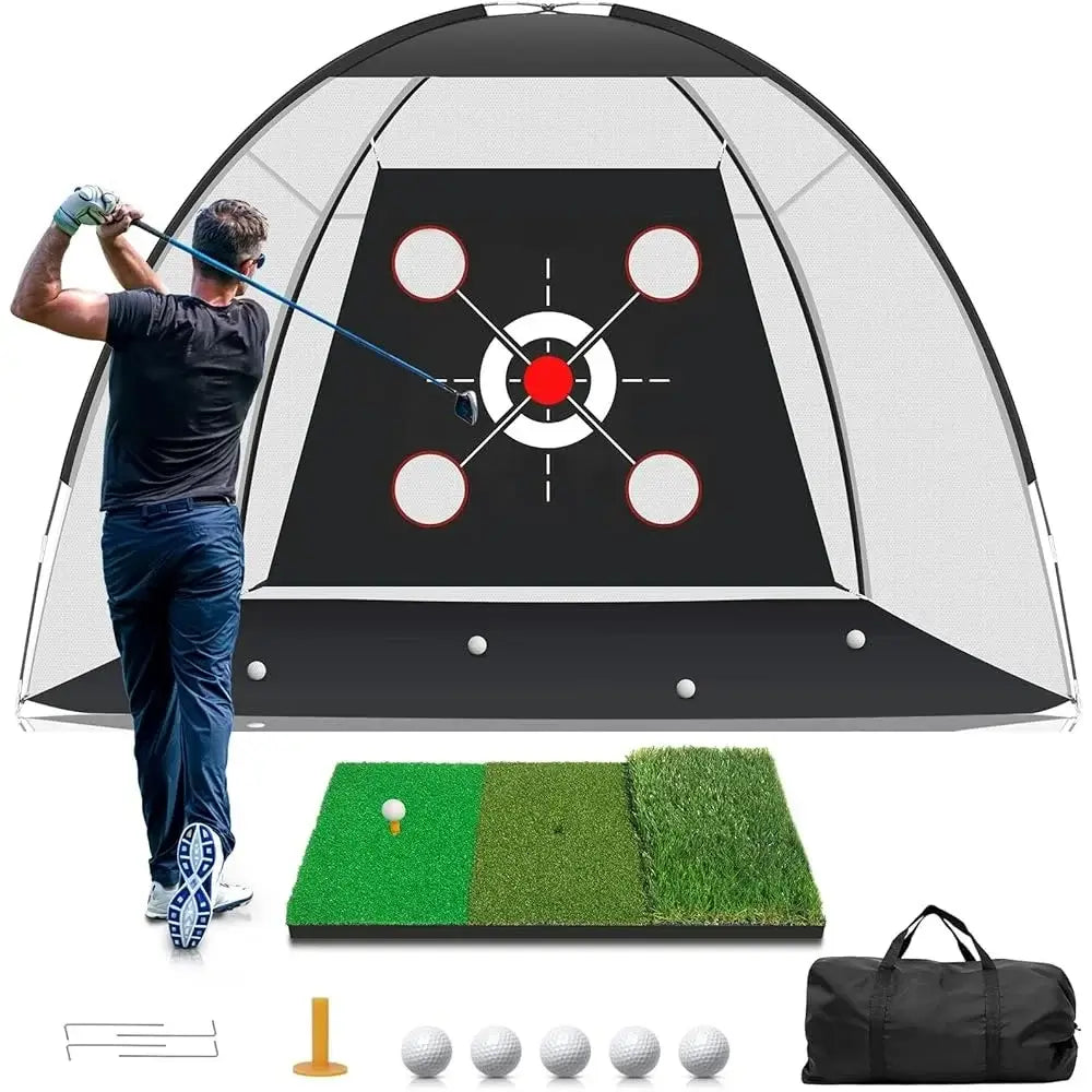 Golf Practice Net with Mat Hitting Aid 10x7FT Backyard Chipping Swing Training Sportsman Specialty Products