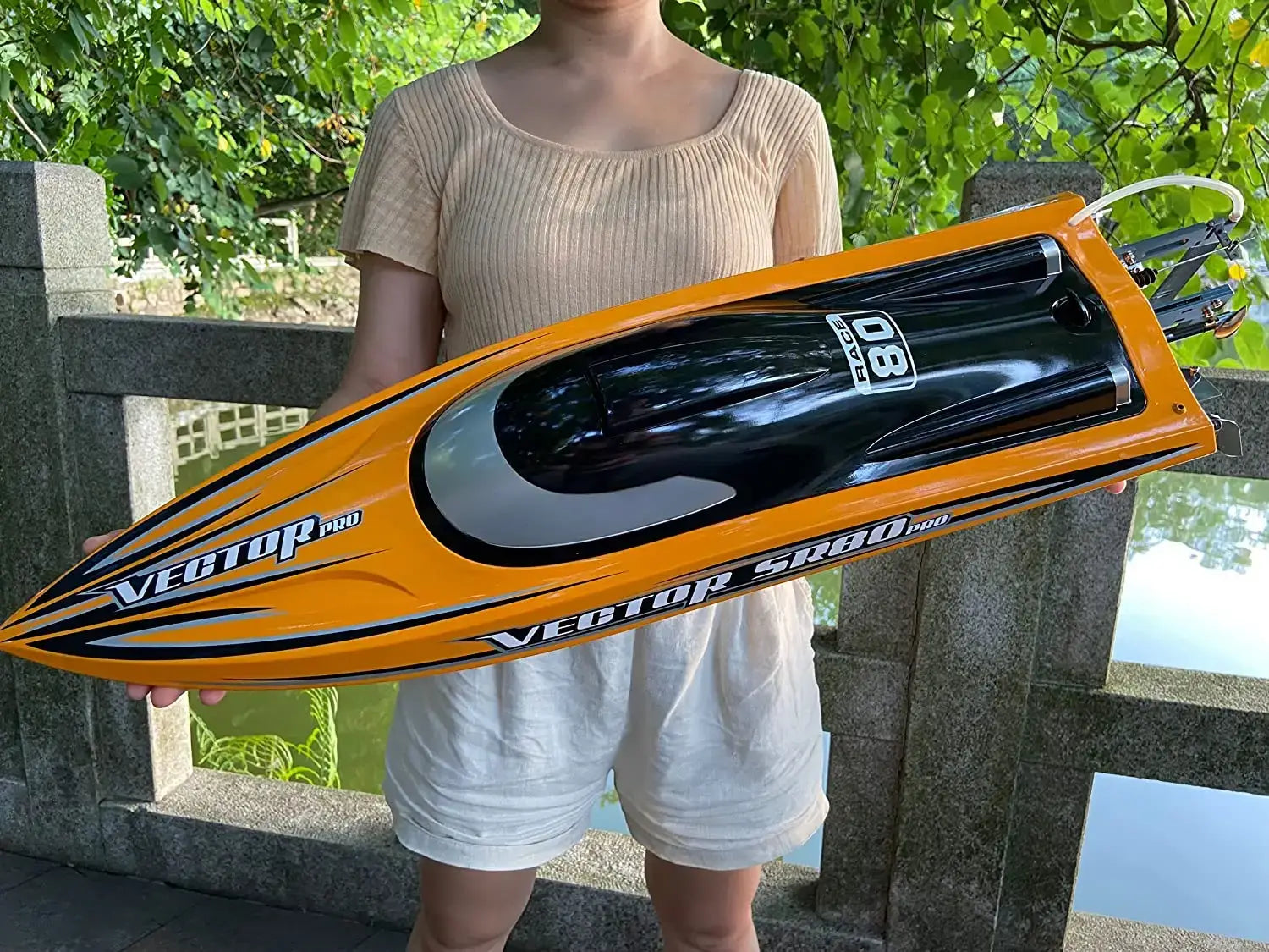 31.5" Large Remote Control Boat for Adults 798-4P Pro Brushless Speedboat 80km/h+ , Two 5200 mAh Battery for Power at Same time, Sportsman Specialty Products
