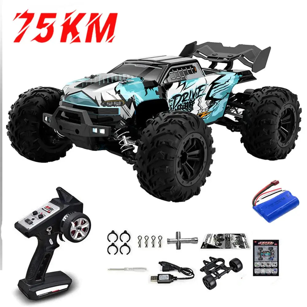 75KMH or 50KMH 4WD RC Car with LED Remote Control Cars# 1:16 75KM/H or 50KM/H 4WD RC Car with LED Remote Control Cars Experience high-performance off-road racing with this dual-speed 4WD RC car, engineered for both competitive enthusiasts and casual drive