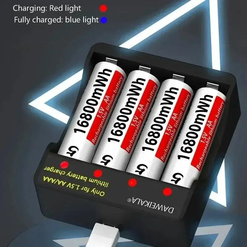 1.5V AA Lithium Battery with charger and rechargeable AA 1.5V 16800mWh Lithium batteries from DAWEIKALA