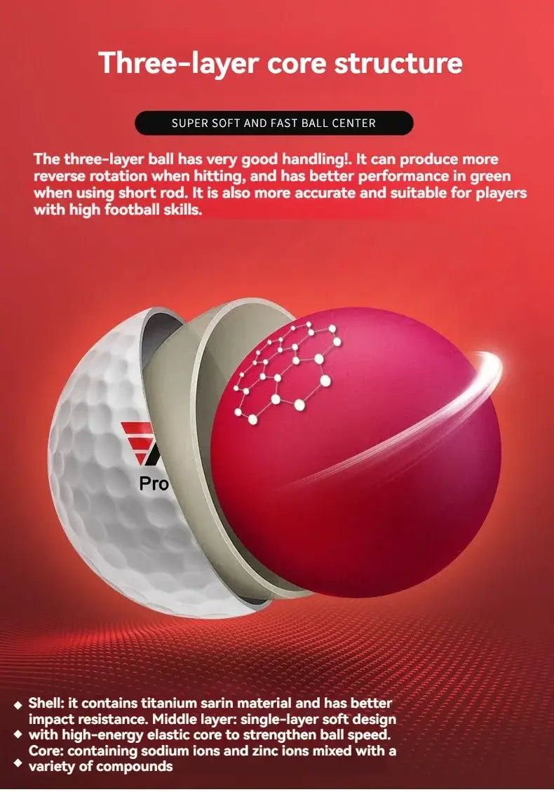 premium golf balls for competition training featuring a three-layer core structure for optimal performance.