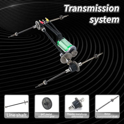 high speed 4WD RC cars transmission system components with line shaft and metal gears