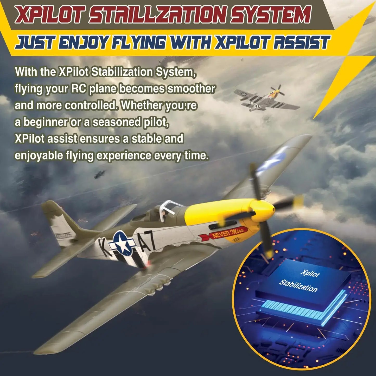 RC Airplane P51D Mustang RTF RC Plane 5CH 3D/6G Fixed-wingRC Airplane P51D Mustang RTF Experience authentic aerobatic flight with this 5-channel RC plane featuring dual flight modes—3D for aggressive maneuvers and 6G for stable, beginner-friendly control.