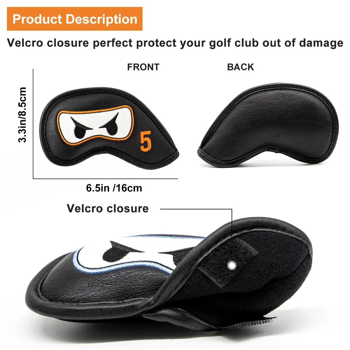 Aliennana Golf Club Headcover Set, Black Ninja Driver Head Cover Sportsman Specialty Products