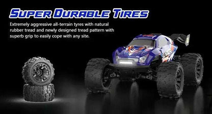 Lithium Battery RC Truck with super durable all-terrain tires designed for optimal grip and performance.