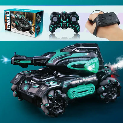 stunt launch water polo tank RC spray car 2.4G four-wheelSPECIFICATIONS stunt launch water polo tank Brand Name: NONE Certification: CE Charging Voltage: 3.7V Choice: yes Control Channels: 9 Channels Controller Mode: MODE1 Design: Cars Features: Remote Co