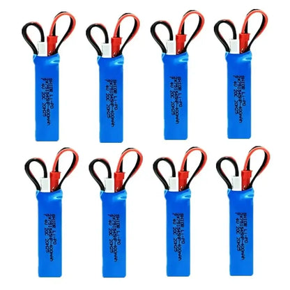 RC Car Battery 7.4V 400mAh pack with JST plug for remote control vehicles.