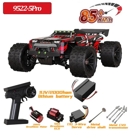 9522 PRO 85KMH High speed RC Car with brushless motor and remote control, showcasing impressive speed and features.