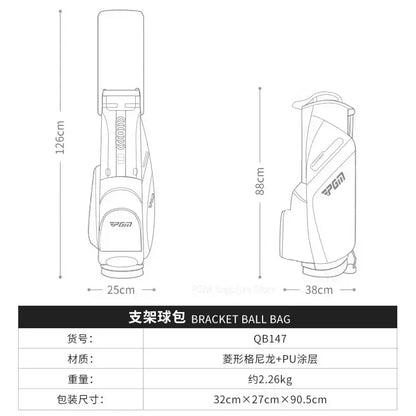 Golf Bags PGM Men Women Shoulder Strap Bracket Bag dimensions and specifications diagram.