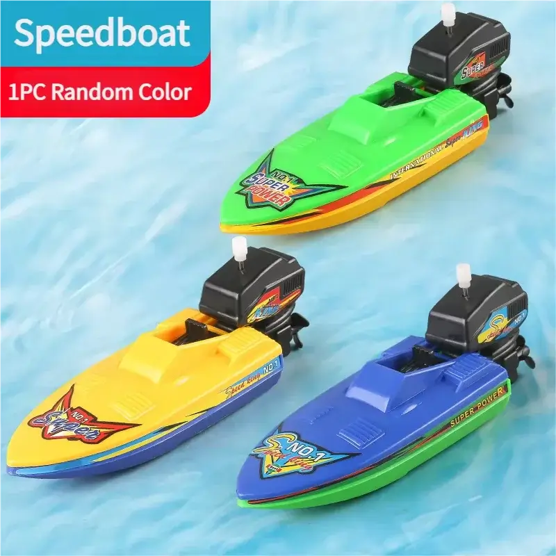 High-Speed RC Boat for Kids, Waterproof 27MHz Dual Motor in assorted colors: green, yellow, and blue.