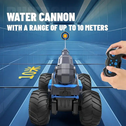 Remote Control Car Amphibious featuring a water cannon with a range of up to 10 meters for ultimate fun.