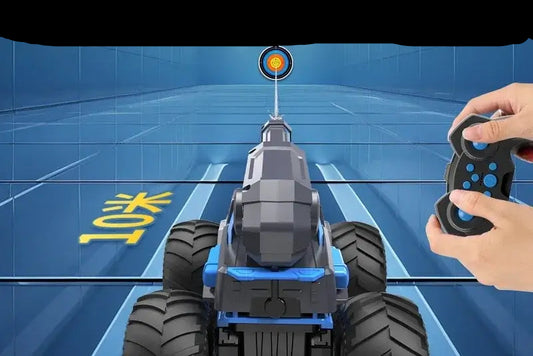 Remote Control Car Amphibious featuring a water cannon with a range of up to 10 meters for ultimate fun.