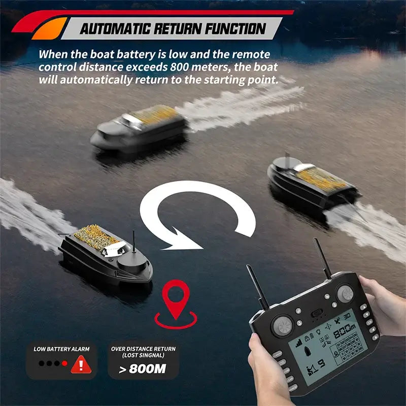 V030 RC Bait Boat 12V 180 Fishing Point Load 3KG