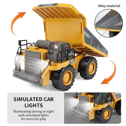 ZWN 2.4G Remote Control Excavator with simulated car lights for enhanced nighttime play.