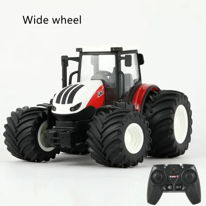 Remote Control Tractor with wide wheels and controller, perfect for kids' playtime and outdoor fun.