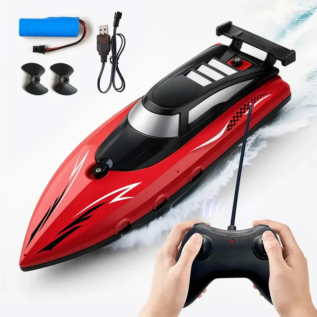 High-Speed RC Boat for Kids, Waterproof 27MHz Dual Motor remote control boat with accessories