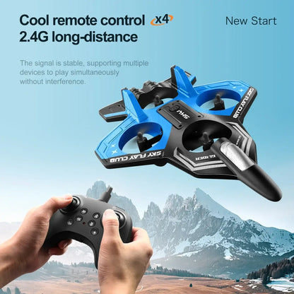 YP3 foam aircraft drone with remote control, showcasing 4-axis design and blue color against a scenic background.