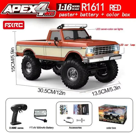 Rc Car Hb R1611 Rc 4x4 off-road vehicle with LED lights and remote control, 1:16 scale model.
