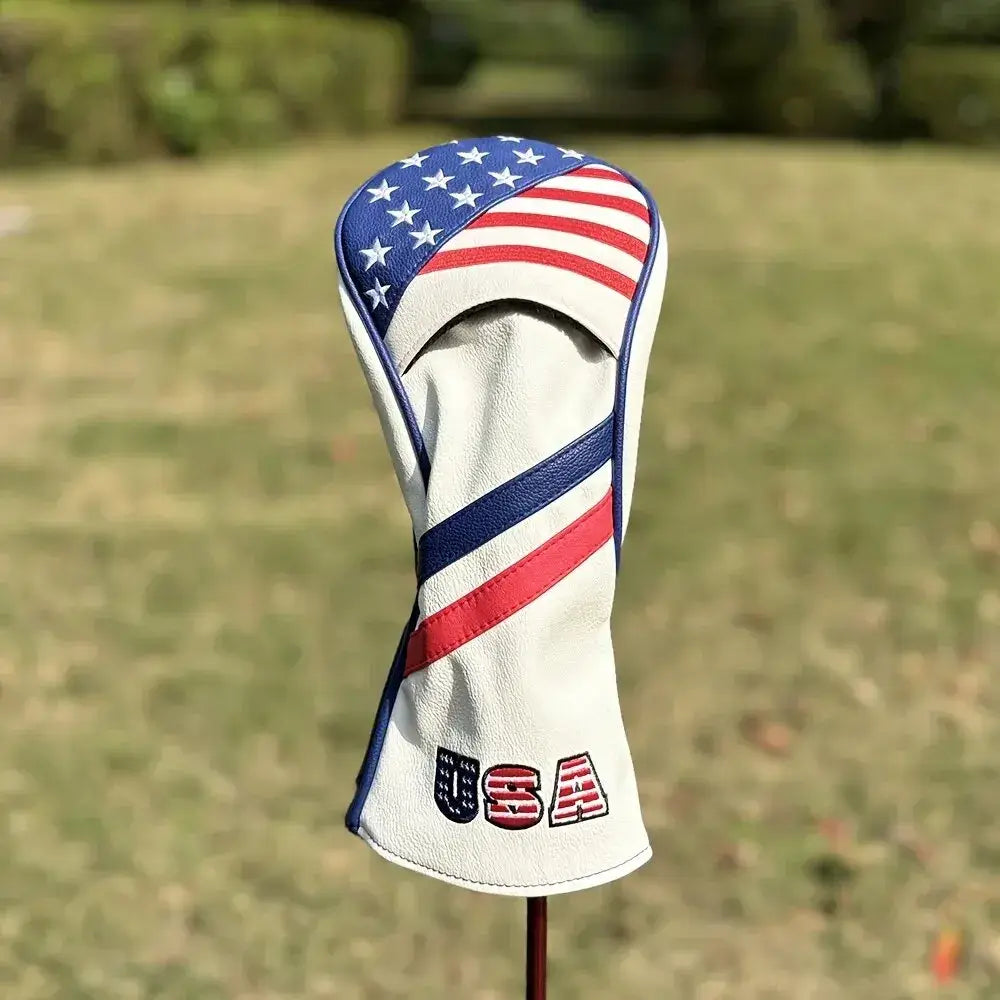 Patriotic Golf Club Head Cover Set - Protect Your Clubs featuring American flag design.