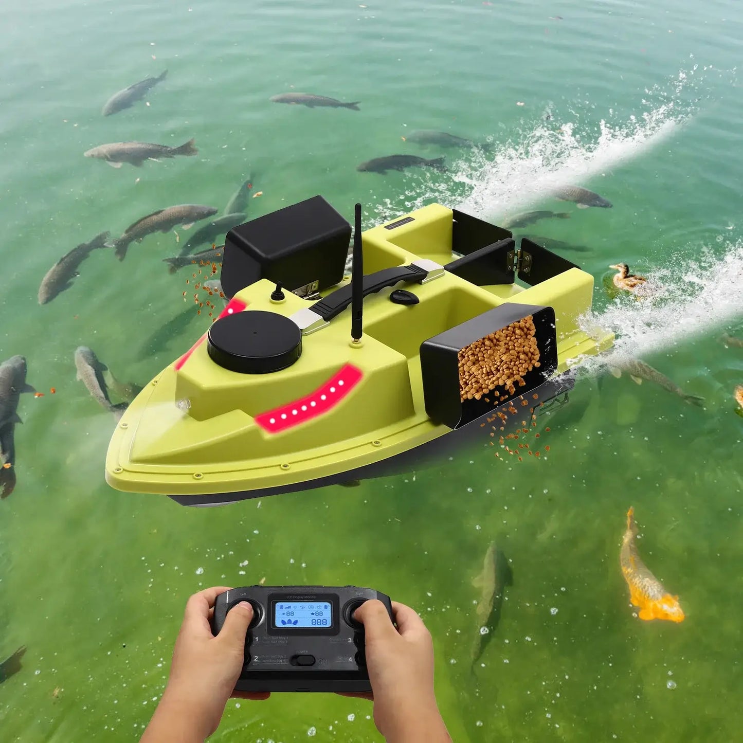 GPS RC Bait Boat for Fishing w/5200mAh Battery LED Screen Fishing Bait Boat Sportsman Specialty Products