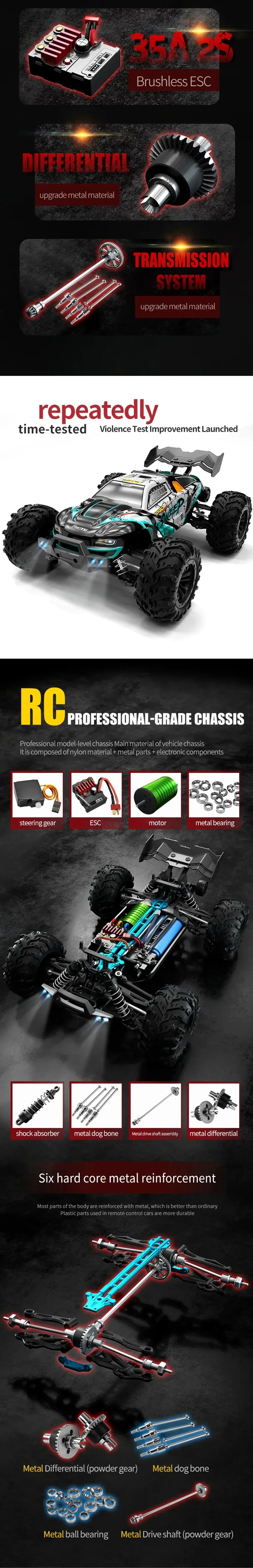 WLtoys 16101 Pro 1:16 75KM/H 4WD RC Car With LED Light Sportsman Specialty Products