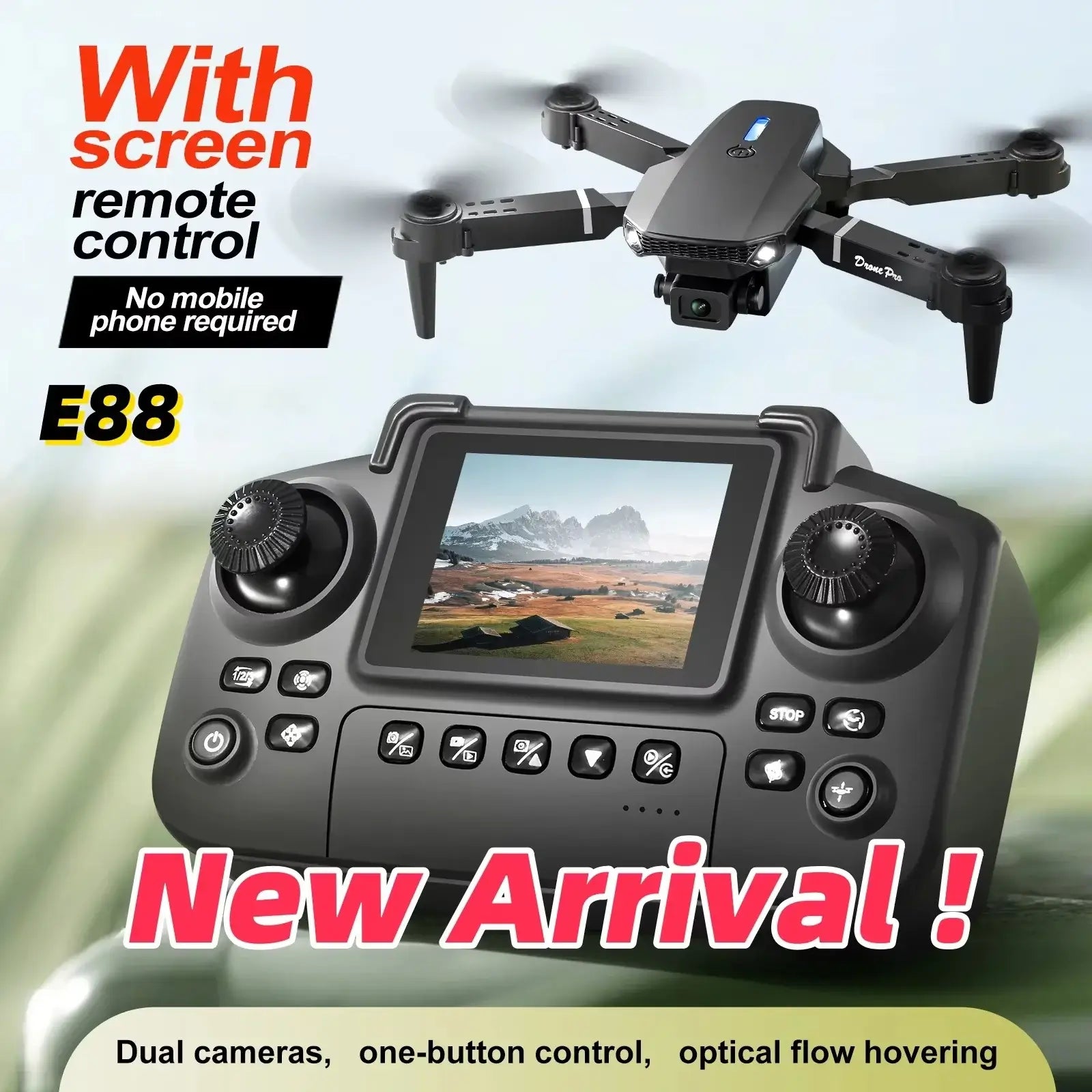 New Upgrade E88 Drone Remote Control with Screen Dual Camera