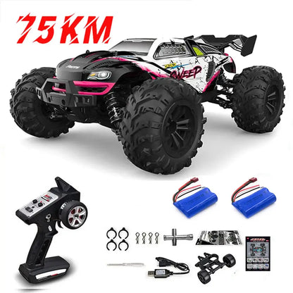 75KMH or 50KMH 4WD RC Car with LED Remote Control Cars# 1:16 75KM/H or 50KM/H 4WD RC Car with LED Remote Control Cars Experience high-performance off-road racing with this dual-speed 4WD RC car, engineered for both competitive enthusiasts and casual drive