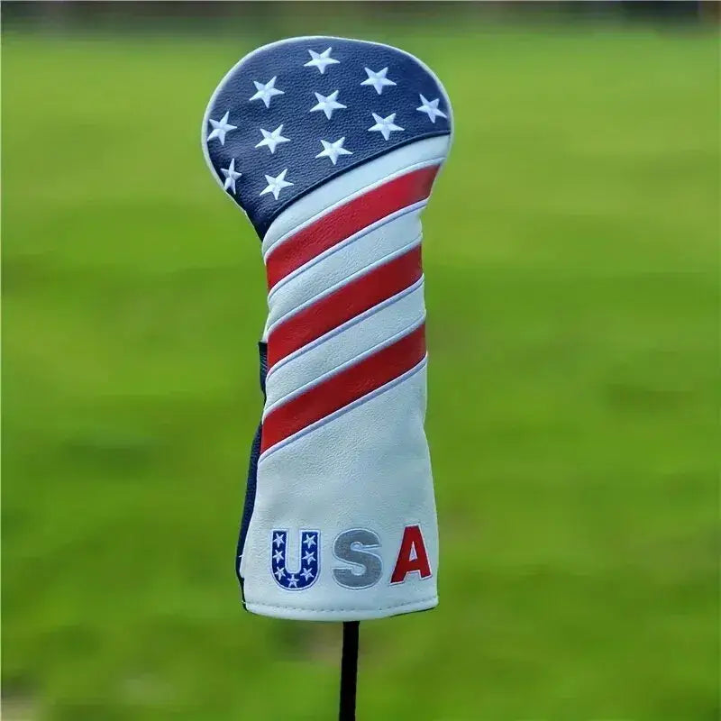 Patriotic Golf Club Head Cover Set - Protect Your Clubs featuring American flag design for stylish protection.