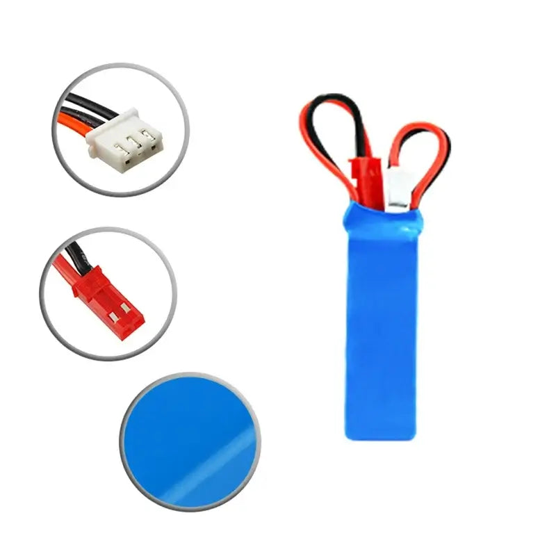 RC Car Battery 7.4V 400mAh pack with JST plug for remote control vehicles.