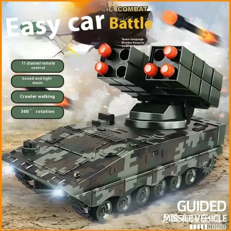 Simulation Military Missile Remote Control Vehicle with 11 channel remote, sound, light music, and 360 rotation.