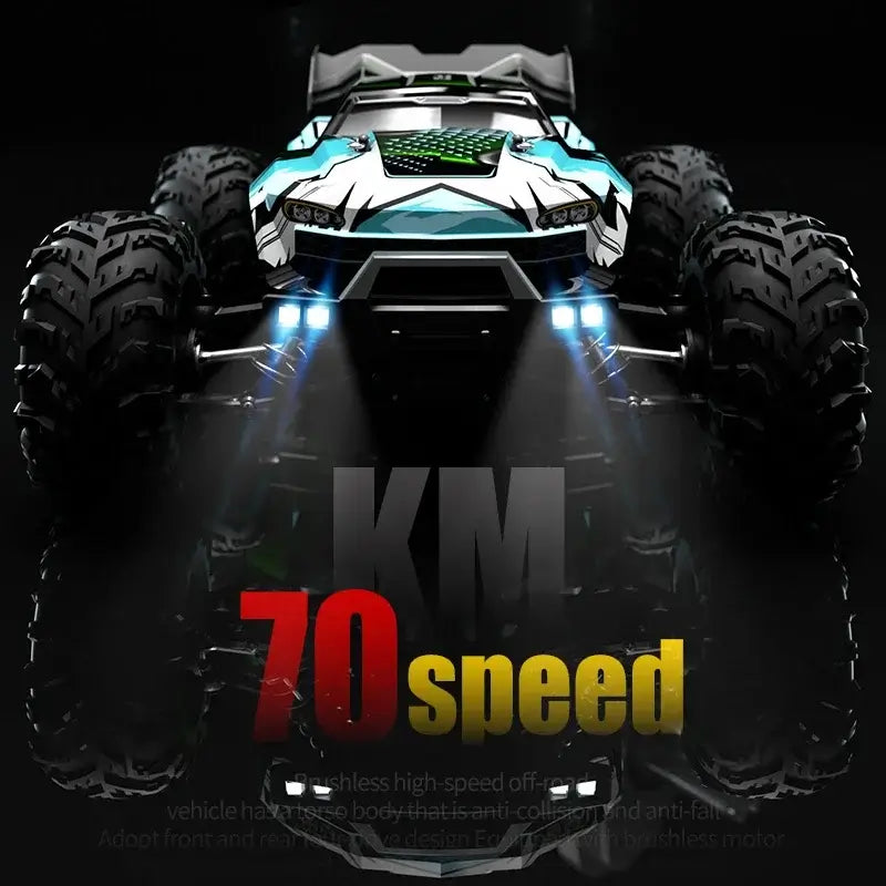 High Speed RC Car 4WD with powerful brushless motor reaching speeds of 70KM/H, designed for off-road adventures.