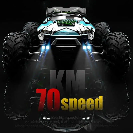High Speed RC Car 4WD with powerful brushless motor reaching speeds of 70KM/H, designed for off-road adventures.