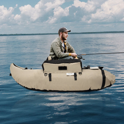Inflatable Fishing Boat Khaki Portable Fishing Raft