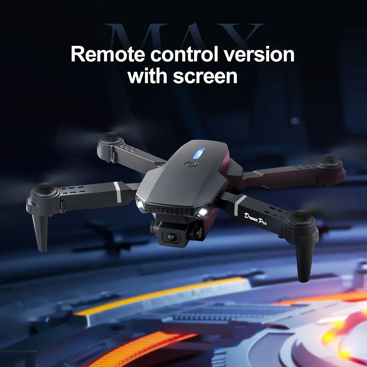 E88PRO MAX Foldable Drone with remote control and screen for enhanced flight experience.