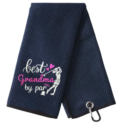Microfiber Premium Golf Towel, Embroidered Golf Towels for golf lovers with a fun design for grandmas.