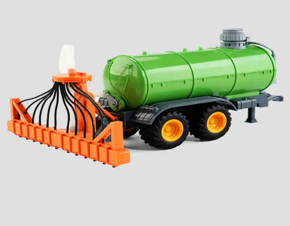 Remote Control Tractor with green tank and orange attachment for farming fun toys set for children