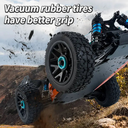 high speed 4WD RC cars showcasing vacuum rubber tires for enhanced grip on rugged terrain