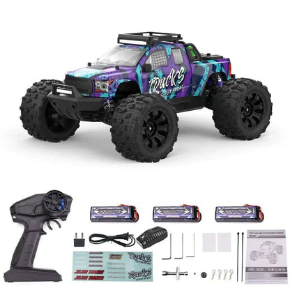 Lithium Battery RC Truck complete with remote, batteries, and accessories for high-speed off-road fun.