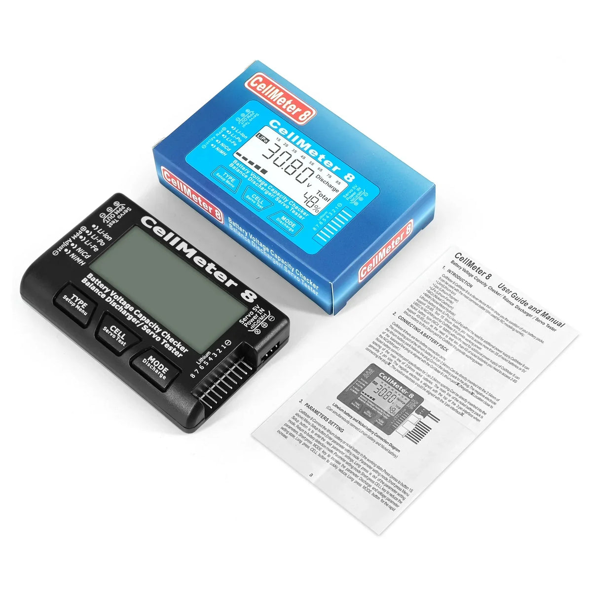 CellMeter-8 LCD Digital Battery Capacity Checker RC 1-8S battery