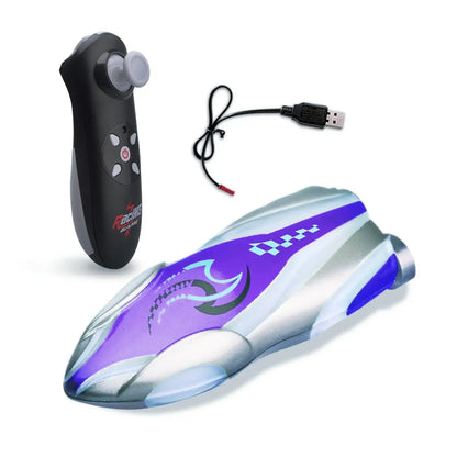 Mini Portable Electric Rc Boat with controller and USB cable, high-speed ship for fun water racing.