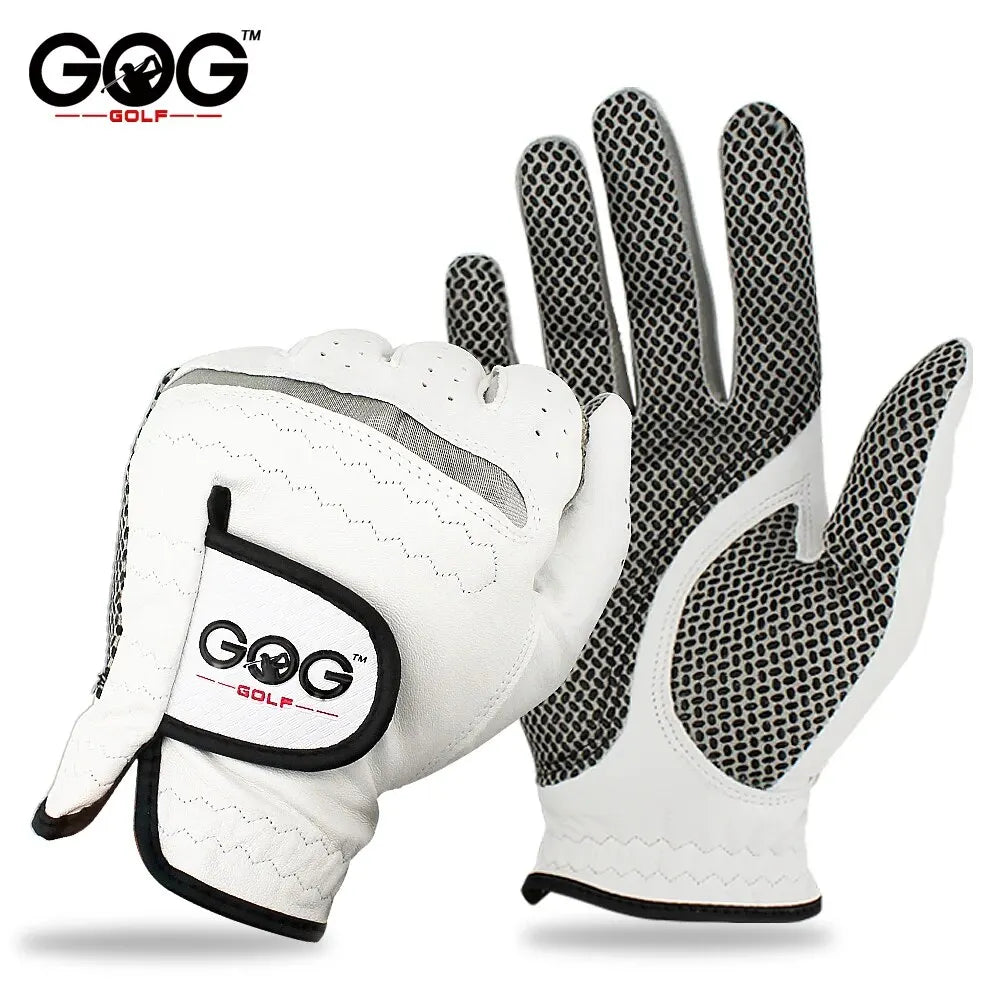breathable sheepskin golf gloves with mesh design, perfect for enhanced grip and comfort in golf.
