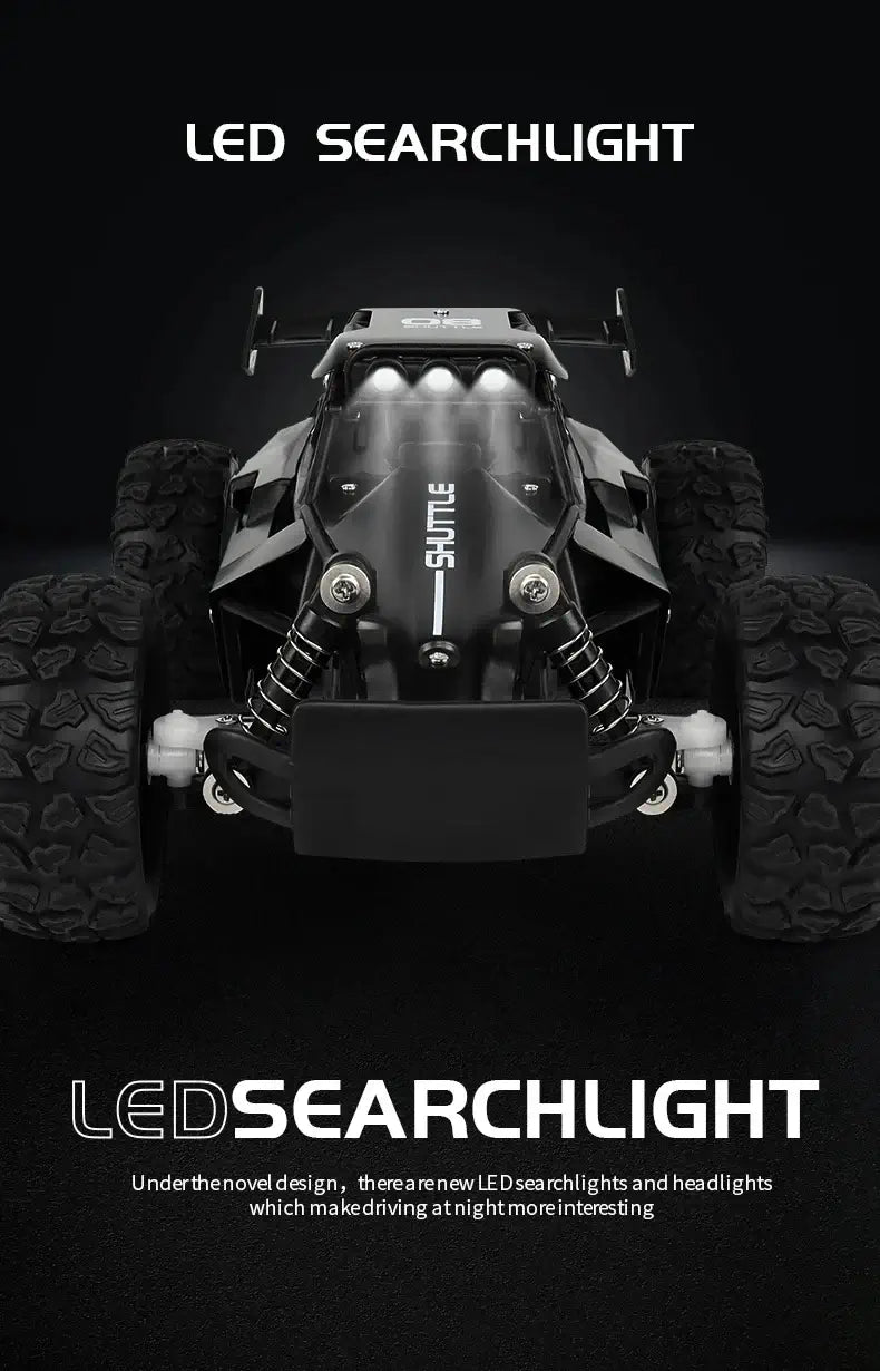 116 RC Car Remote Control Car featuring LED searchlights for enhanced night driving.