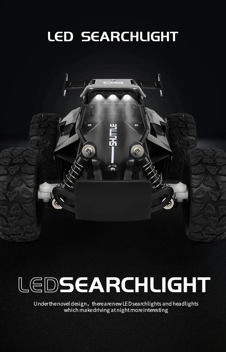 116 RC Car Remote Control with LED searchlight for enhanced night driving adventures.