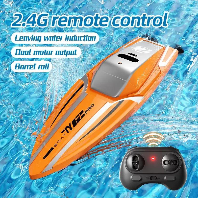 RC Racing Speedboat Mini Remote Control Stunt Boat with 2.4G remote control and barrel roll features.