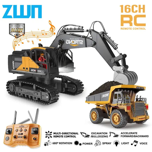 Excavator Dump Truck ZWN 1/16 1/20 Remote Control Sportsman Specialty Products